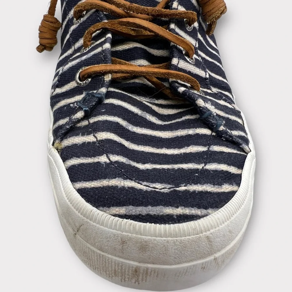 Sperry Blue White Stripe Top-sider Deck Boat Shoes Women‎ 9.5 Preppy Coastal
